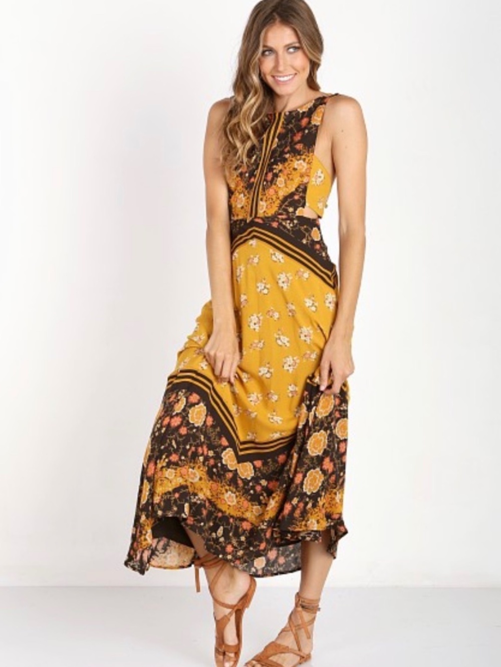 Free People Sunrise Oblivion Dress Antique Gold dress